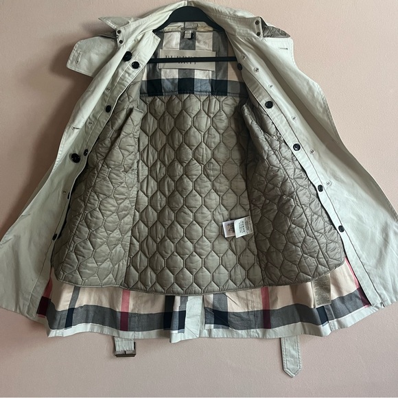 Burberry Brit Reymoor Quilted Vest Liner Removable Hooded Check Trench in size 8 - Picture 4 of 17
